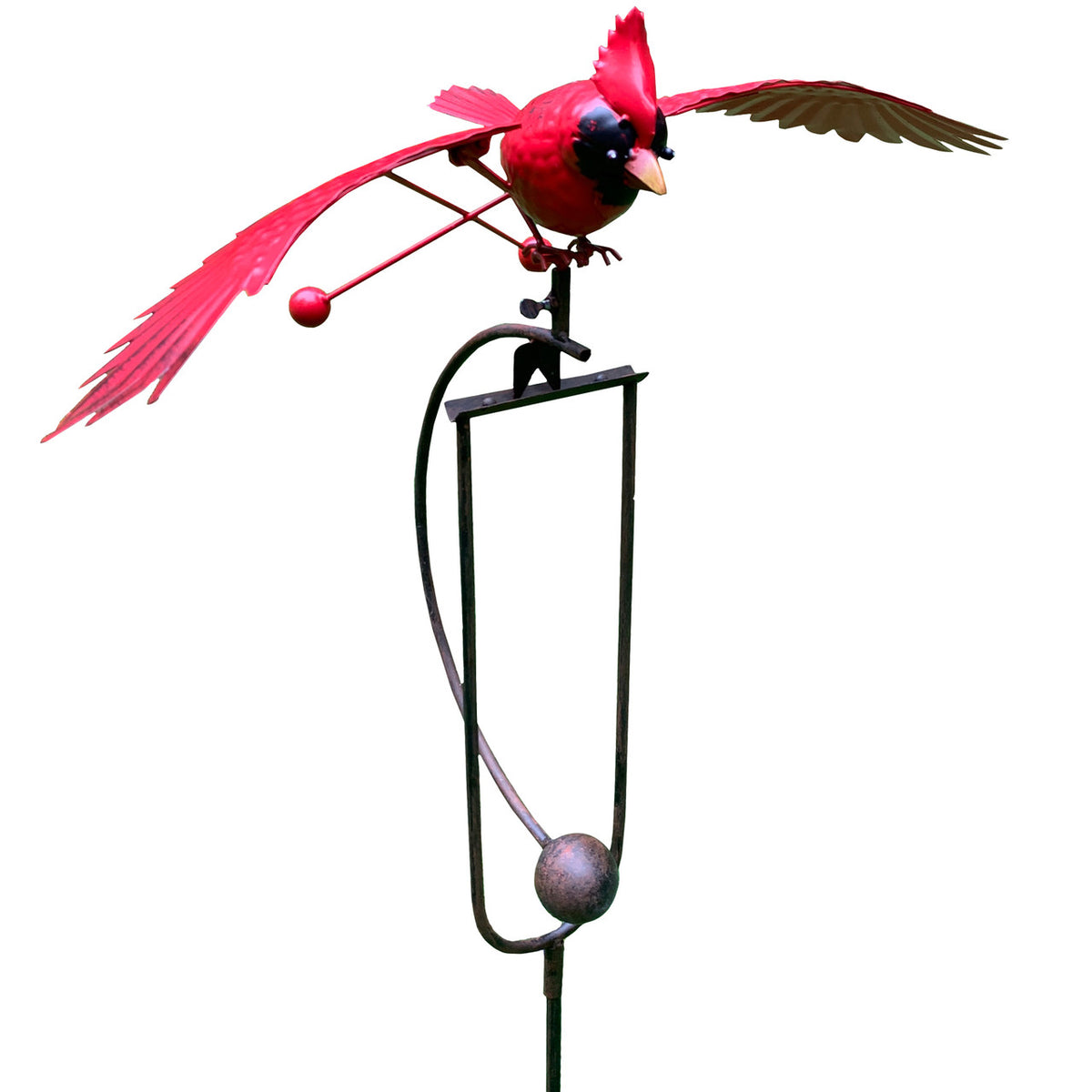 Realistic Cardinal Rocker Stake 48&quot; Red and Black Outdoor Garden Decorations
