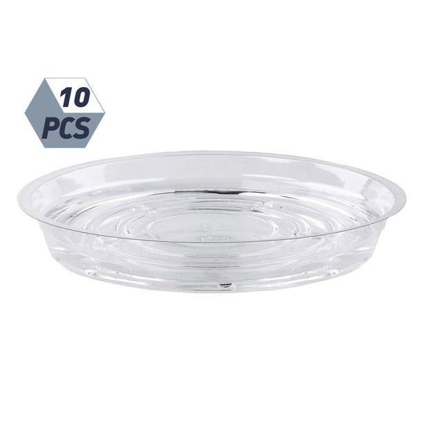 Plant Saucer Pot Flower Plastic 12" Inches Round, Clear, 10 Pack