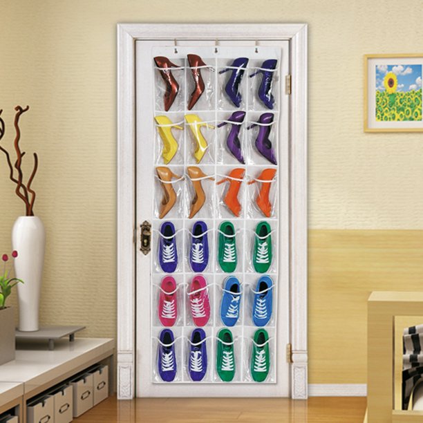 Door Hanging Shoe Rack Over the Door 12 Pair-24 Oversized Pockets