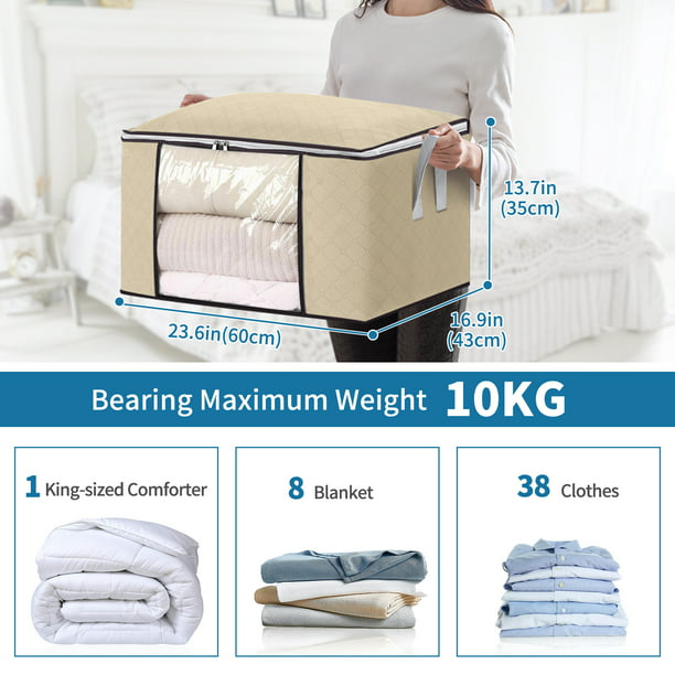 4 Packs Storage Clothes Organizer Bags Large Bag (Beige)