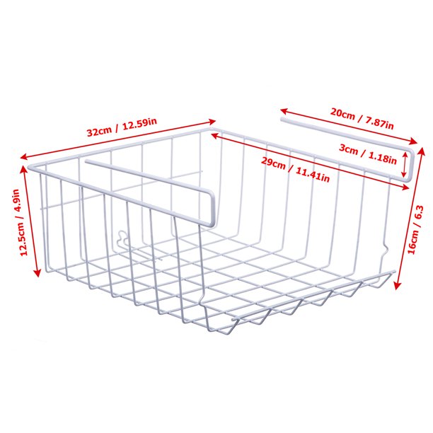 Under Storage Shelf Basket Organizer, 2 Pack White