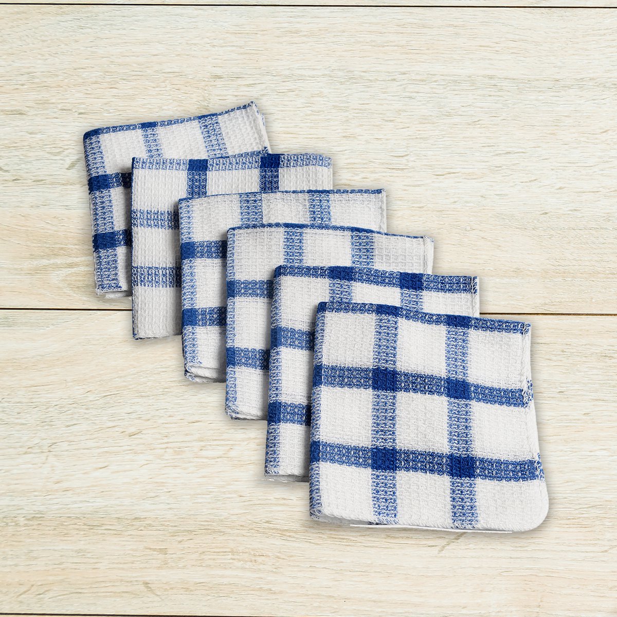 Kitchen Dish Bundle Dishcloth Towel Products, Set of 24 Blue Checkered Pattern