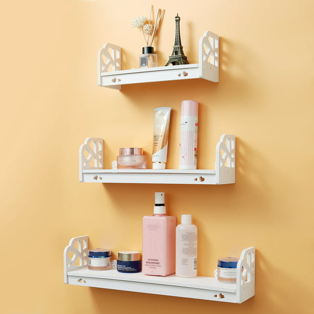 Floating Wall Shelves Set of 3 Wall Shelf Retro, White