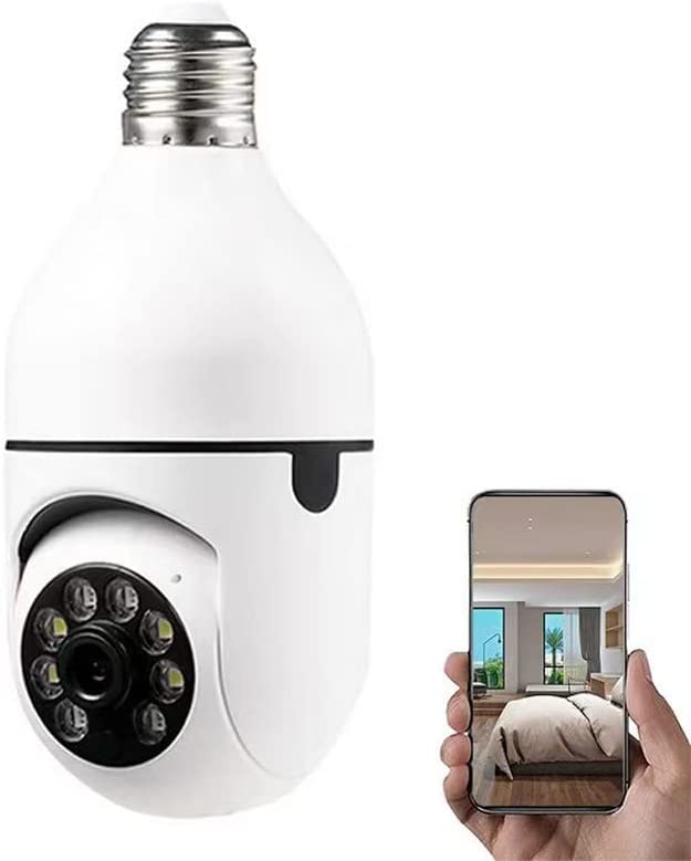 360° Panoramic Wireless WiFi HD 5MP Security Light Bulb Camera with Motion Sensor - Keep Your Home Secure!