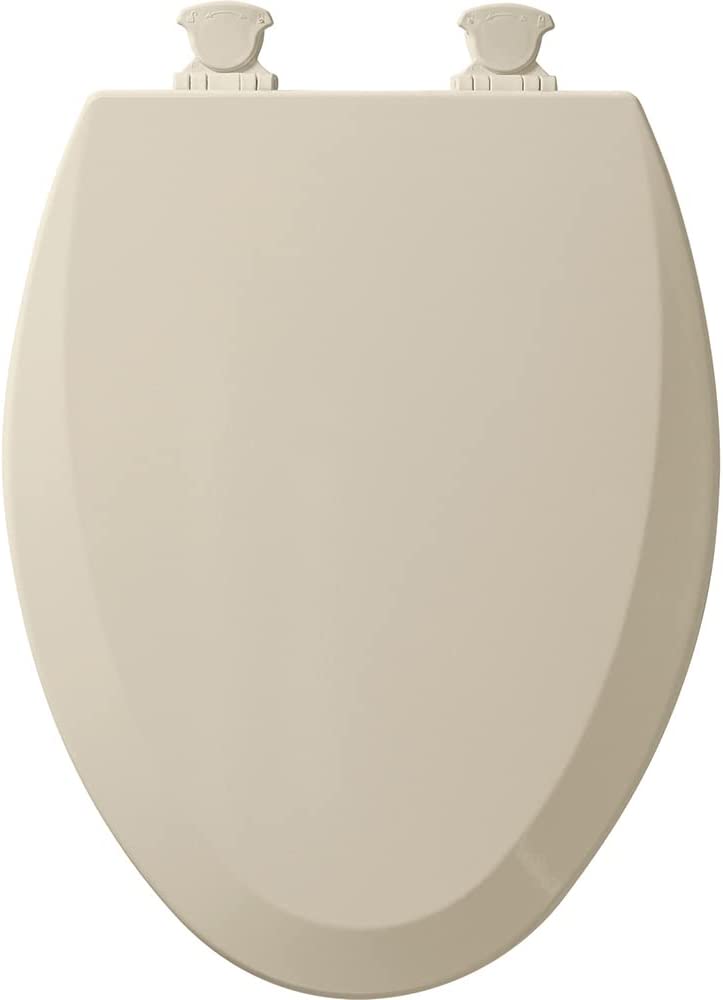 Toilet Seat Elongated Molded Wood With Easy Clean & Change Hinge, Almond Color