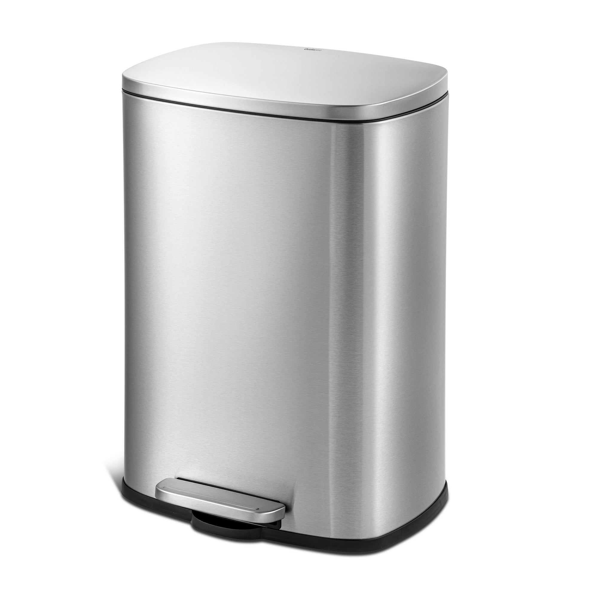 Can Trash Stainless Steel Garbage Step On Trash Can, 13.2 Gal Trash Can, Silver