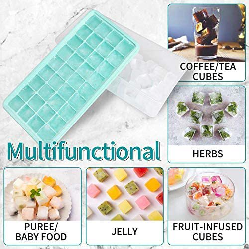 Ice Tray Cube And Lid Bin Freezer Silicone - 36 Nugget Silicone Ice Tray