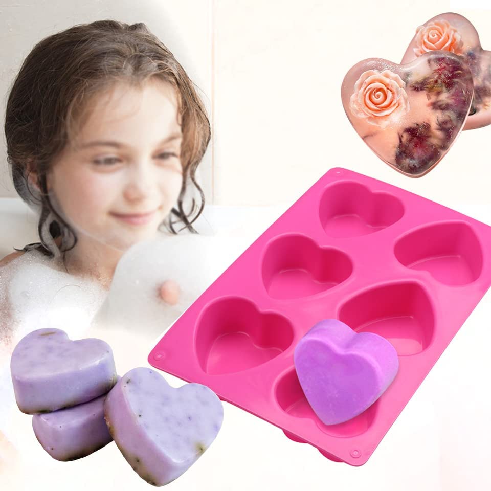 Silicone Mold Chocolate Heart Cake Mold, Pack of 3. for Baking 6 Cavity Hearts