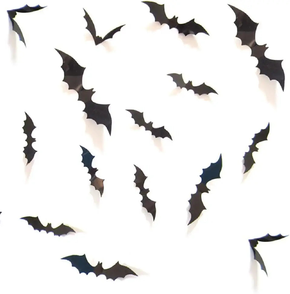 Black Bat Halloween Decor Home Window Decoration Set 28 pcs Scary Bats Wall Decal