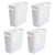 Small Plastic Trash Can, 4 Pack, White, 1.5 Gallon for Bathroom, Bedroom, Home Office