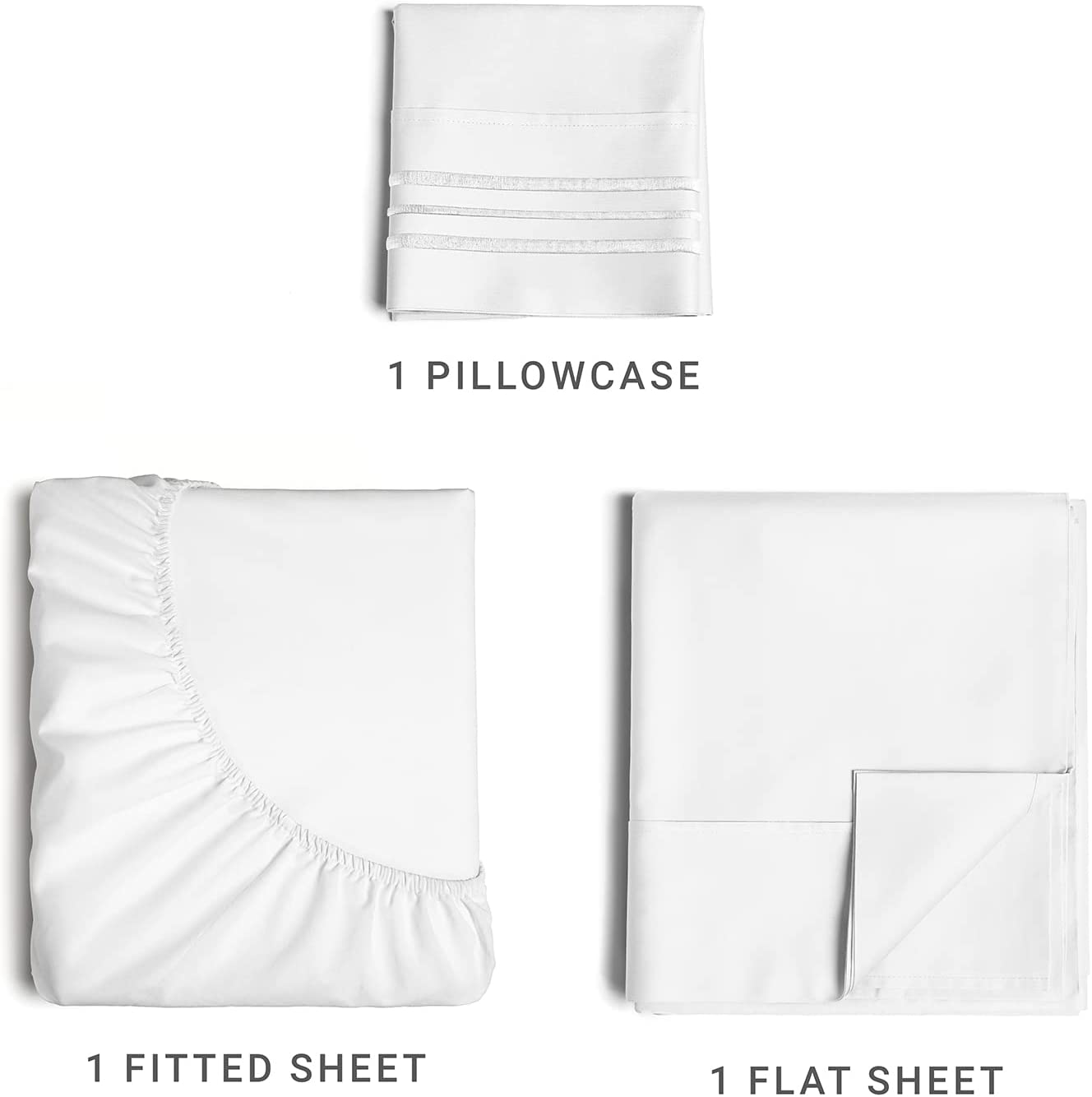 3 Piece Set Extra Soft Bed Sheet. Twin Size, Color White