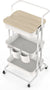 3 Tier Rolling Storage Cart with Handle and Locking Wheels Kitchen Cart for Bathroom Office Living Room (White)