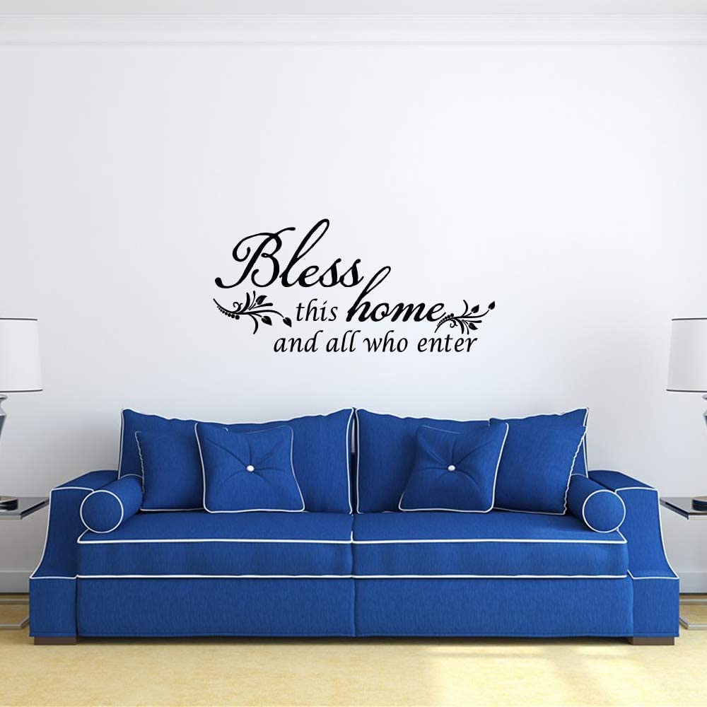 BLESS THIS HOME AND ALL WHO ENTER - Wall Decal Home Sticker Room Wallpaper Mural Art Vinyl Bedroom