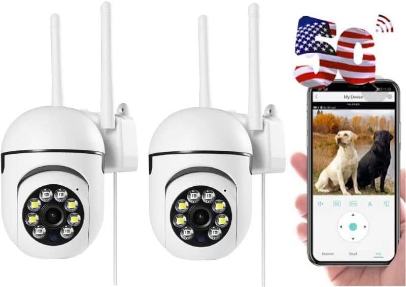2 Pack Camera Security Outdoor 2.4GHz & 5G WiFi Cameras 2-Way Audio,Baby Monitor Security Camera with Motion Detection