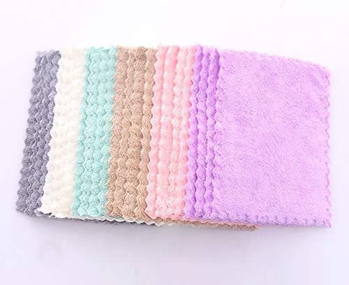 Kitchen Towels Dishcloths, Multicolor, 24 Pack, Absorbent Coral Fleece Cleaning Cloths