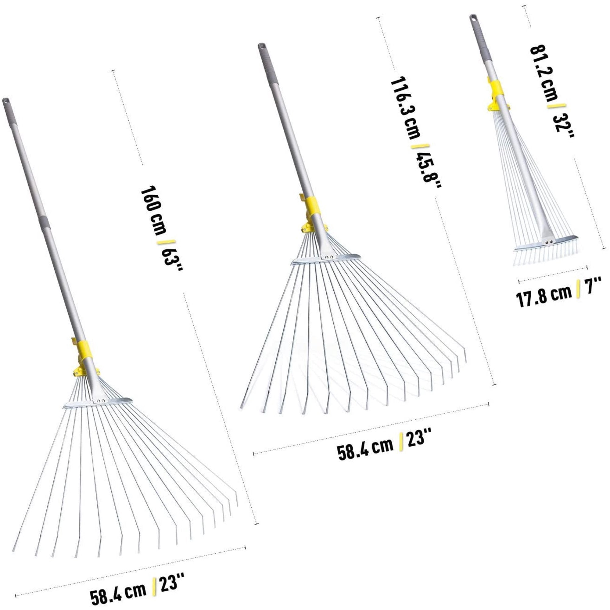 Aluminum Rake Garden Adjustable Leaf Rake