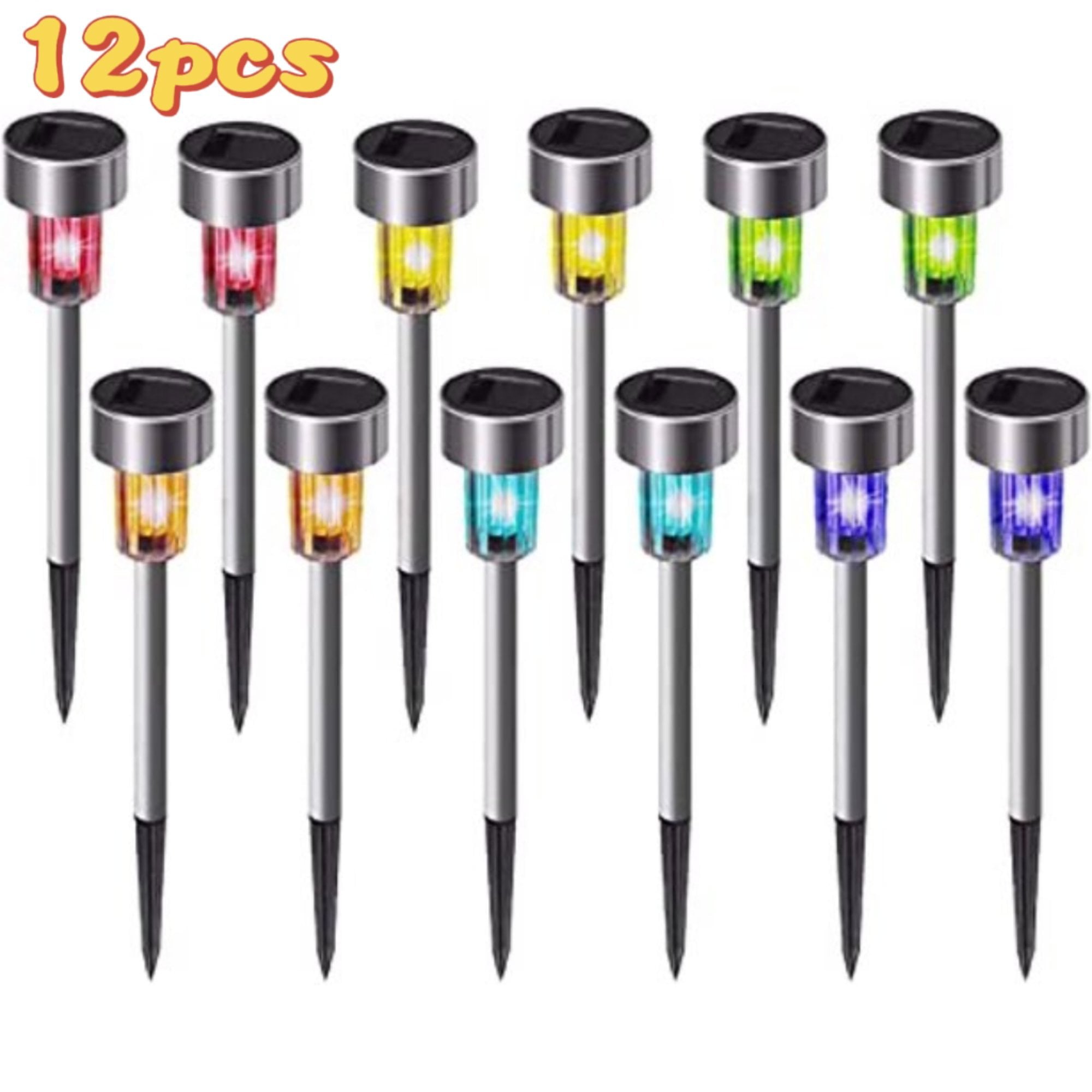 12 Pack Solar Outdoor LED Light Lamp Sensor Motion Garden Pathway Lights (RGB Light)