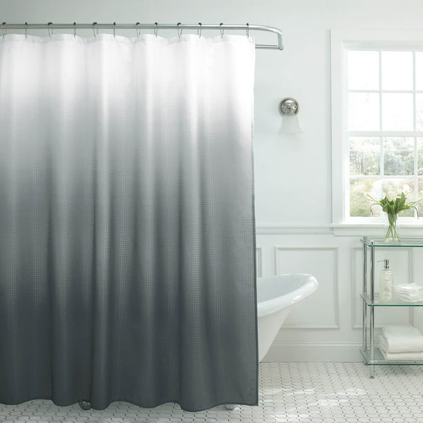 Shower Curtain Bathroom Set,13 Piece Gray Ombre Textured