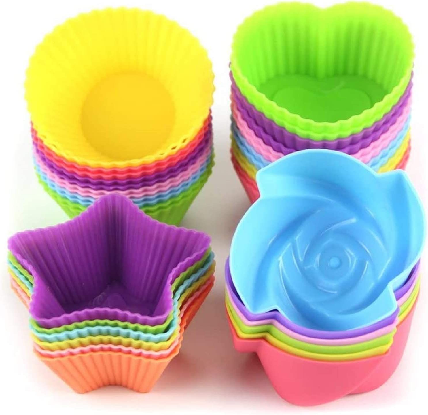 Cupcake Silicone Liners Reusable 24 Pieces Cups Baking Muffin Non-Stick Molds