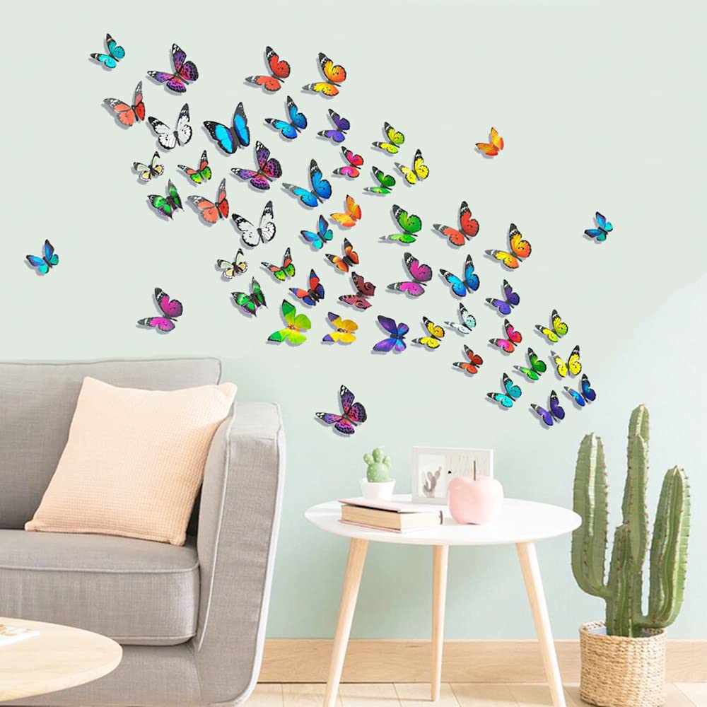 4 Styles Butterfly Stickers 80 PCS 3D Butterfly Wall Decor Removable Mural Stickers Butterfly Decorations