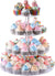 4-Tier Round Acrylic Cupcake Display Stand Dessert Tower Pastry Stand for Wedding Birthday Theme Party- 15.7 Inches