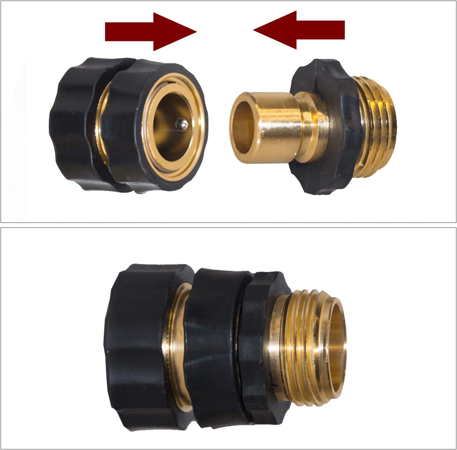 6 Set Garden Hose Quick Connector, 3/4 Inch Male and Female Garden Hose Fitting Quick Connector