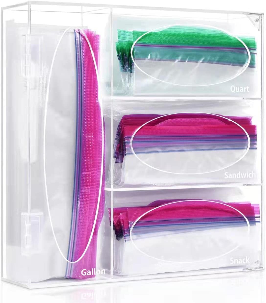 Bag Organizer Storage Ziplock Drawer Acrylic Kitchen Food Dispenser