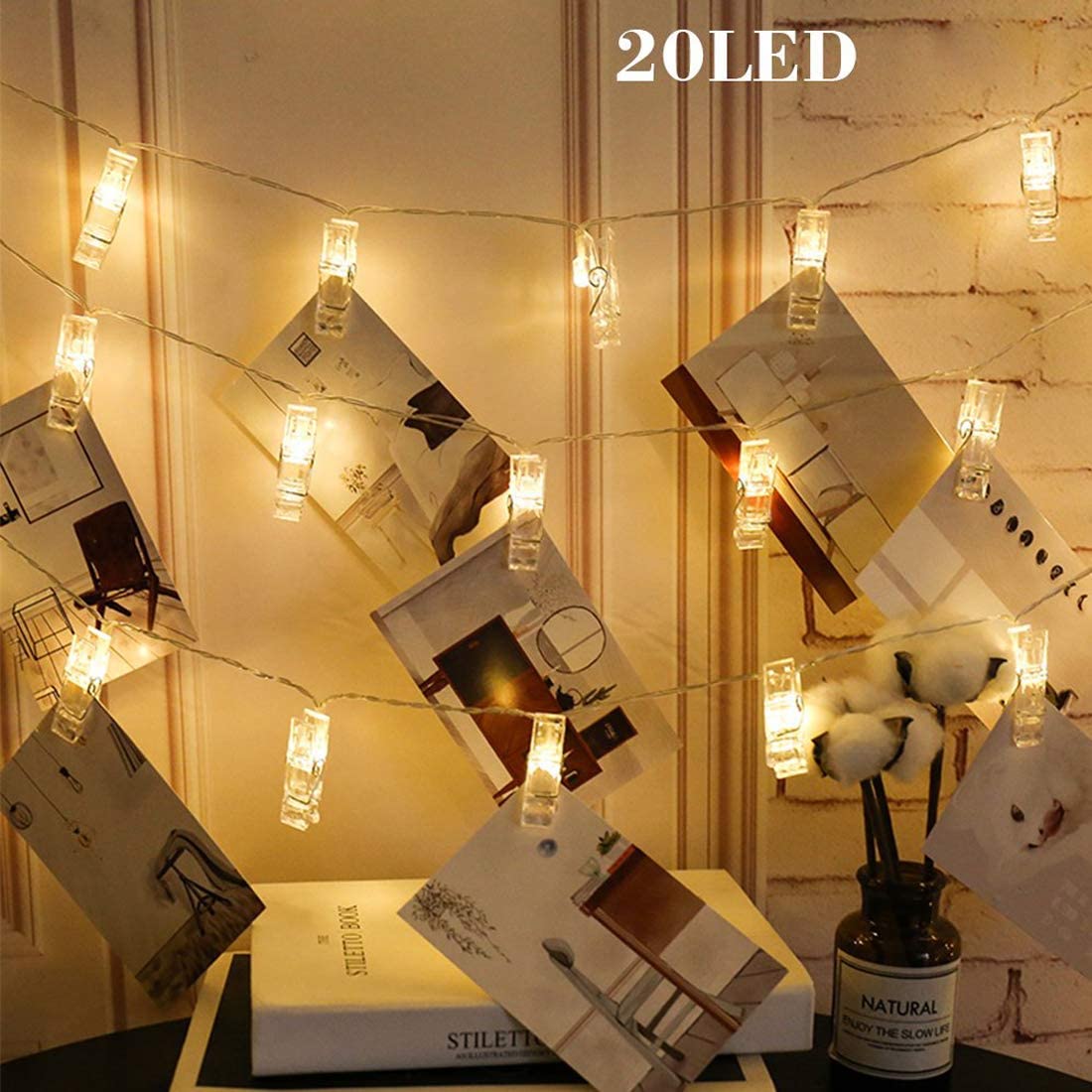 30 LED Photo Clip String Lights for Wall Decorations Christmas Patio Thanksgiving