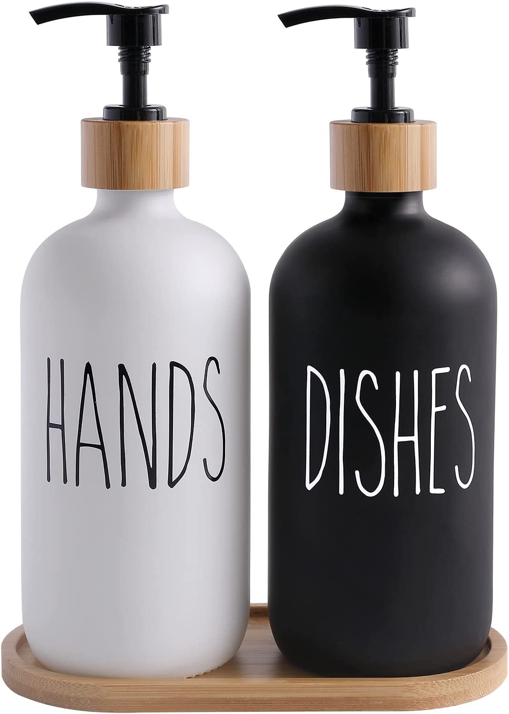 Glass Set Hand And Dish Soap Dispenser Black & White