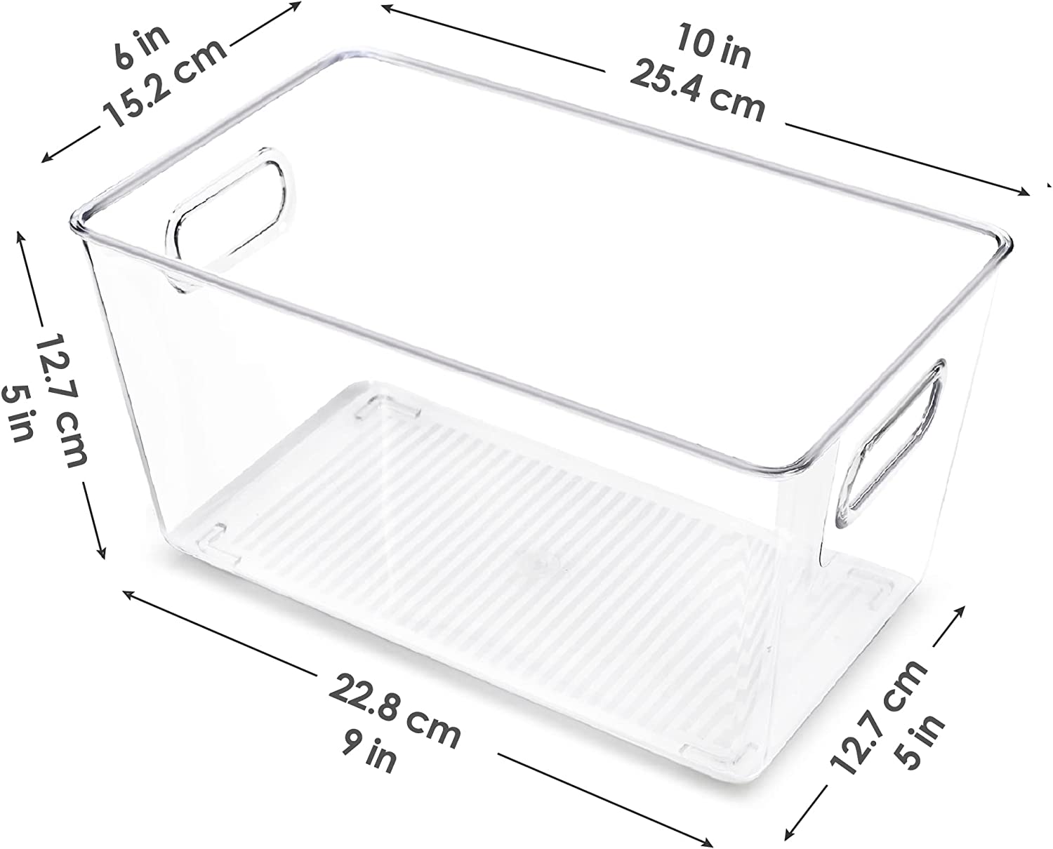 6 Pieces Clear Plastic Pantry Organizer Bins, Food Storage Bins with Handle