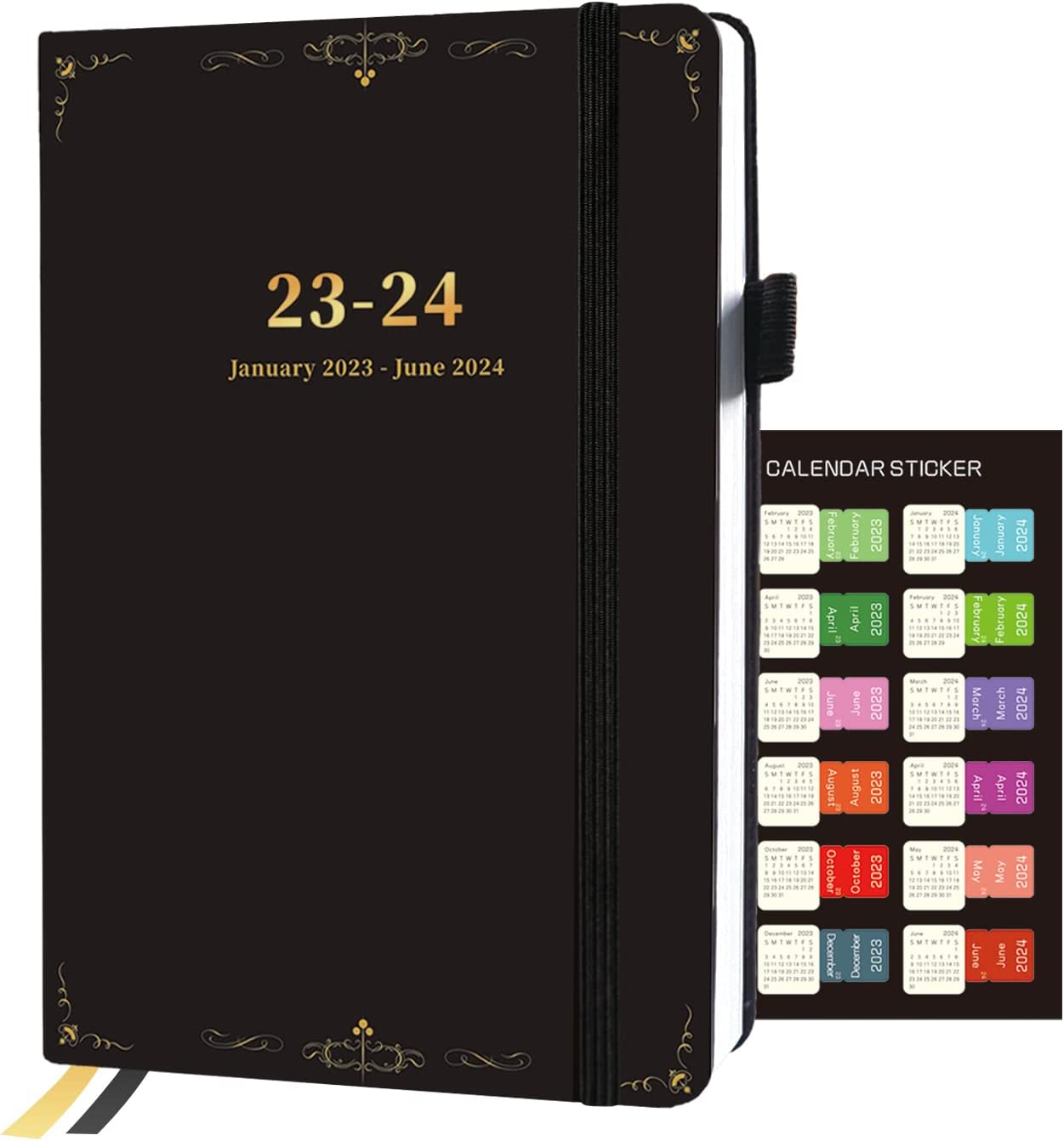 Academic Planner Monthly Weekly 2023-2024, 8.25"×5.75", Black