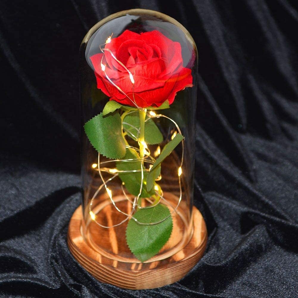 Red Rose LED Glass Night Light - Romantic Decor for Any Room