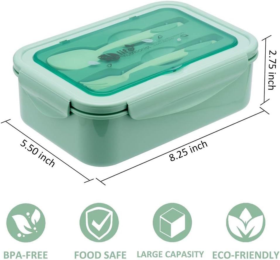 1100 ML Bento Lunch Box For Kids Childrens With Spoon & Fork