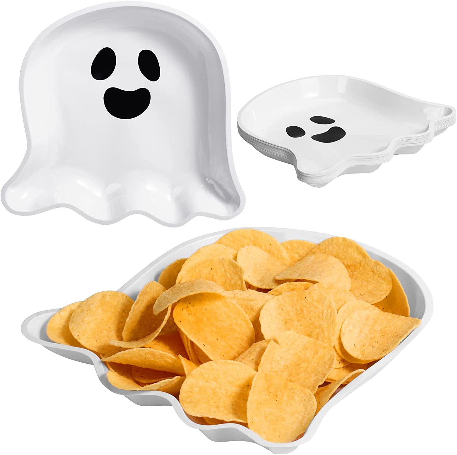 24 Pieces Ghost Plates Halloween Party Tableware Party Supplies