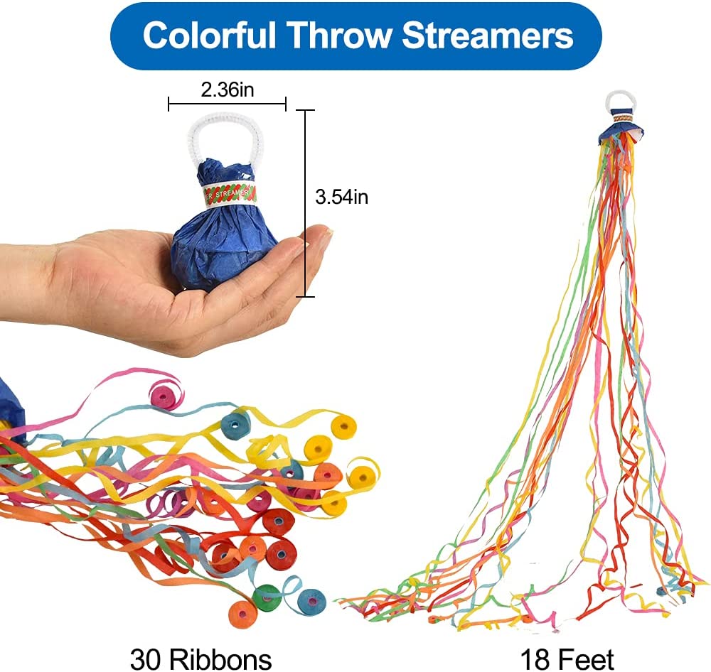 10 Pack Poppers Streamers Mess Hand Throw No Mess Confetti (Multicolor)