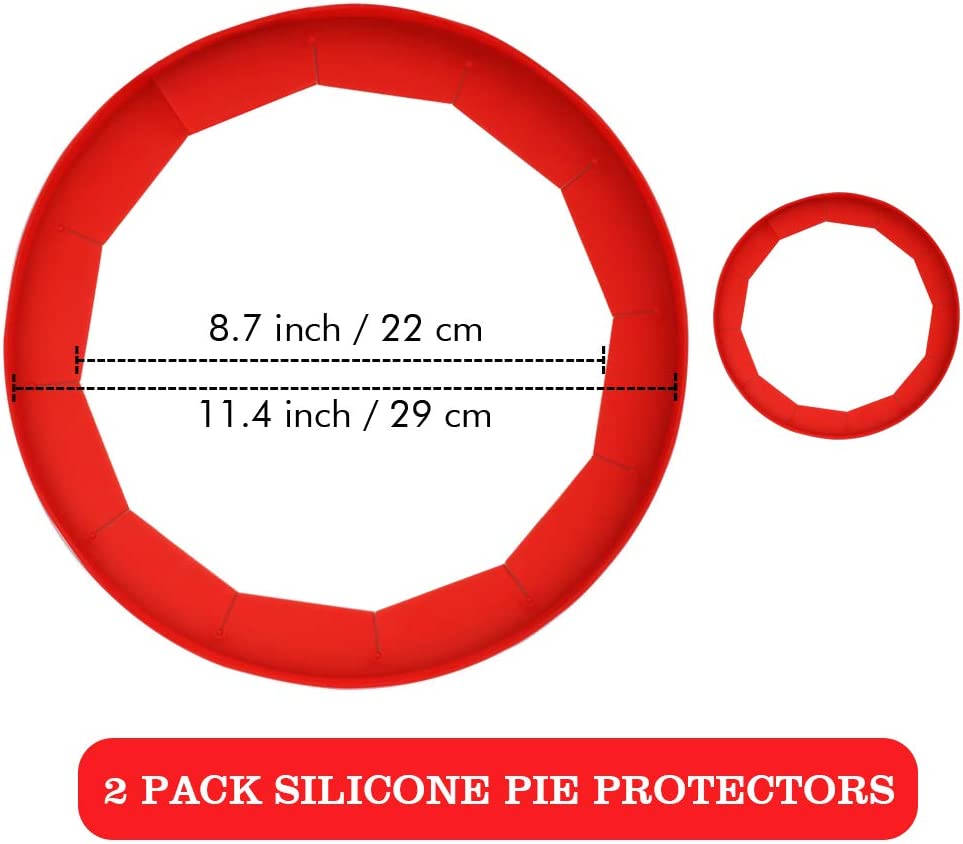2 Pack Adjustable Bake Crust Protector Pie Crust Protector for Baking Pie Pizza, Fit 8 -11.4"