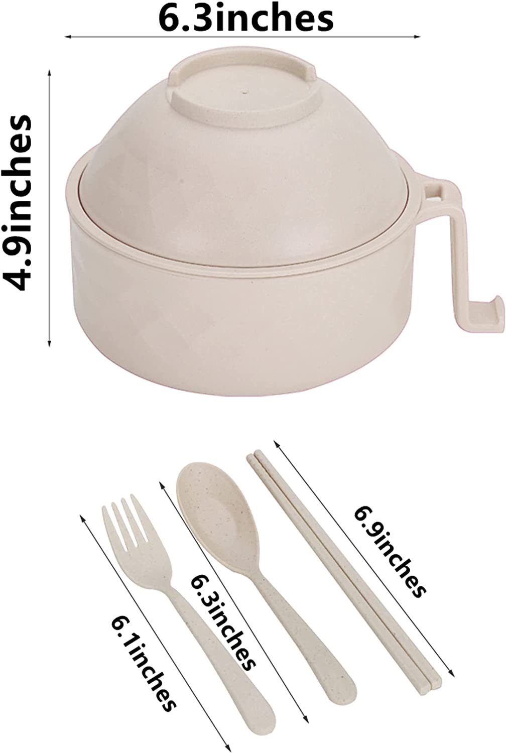 Microwaveable Ramen Bowl Set with Chopsticks for Home, Office, Dorm