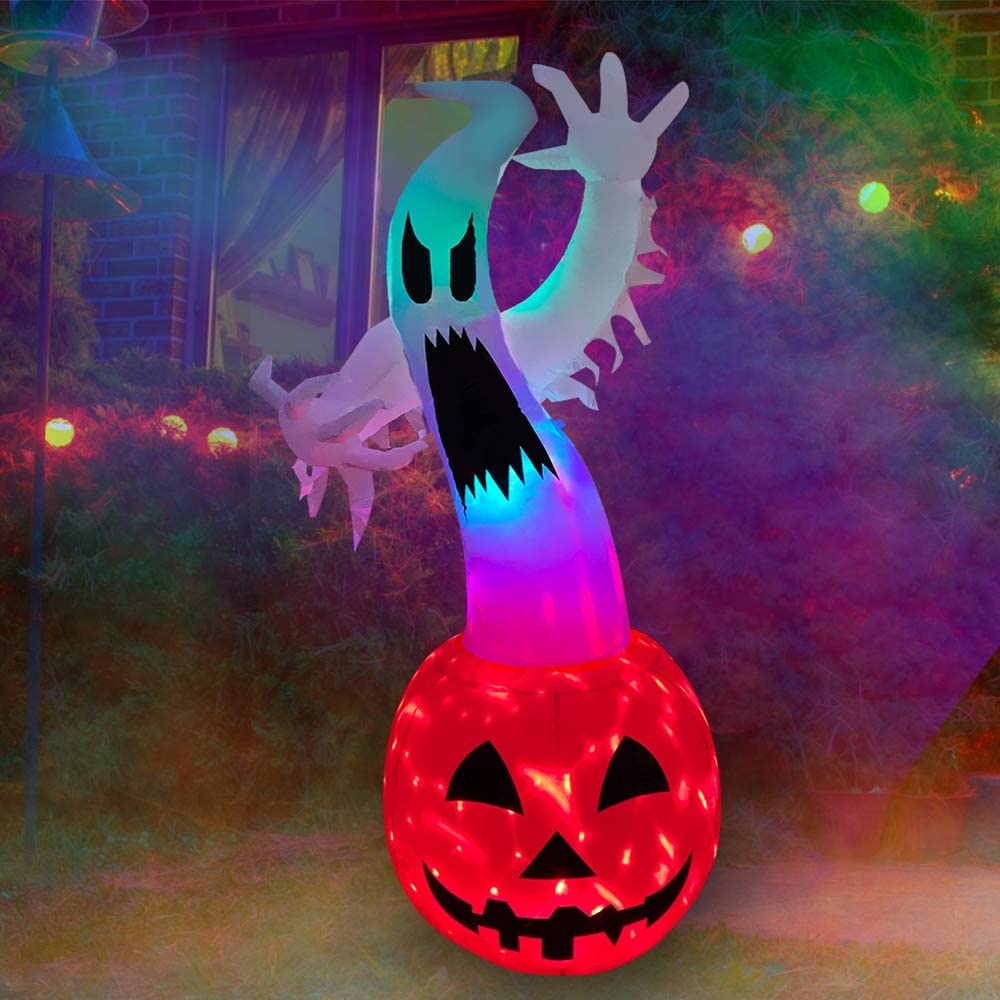 Halloween Ghost Pumpkin Inflatable Decorations with LED 6FT for Lawn Yard Garden Outdoor Holiday Decor