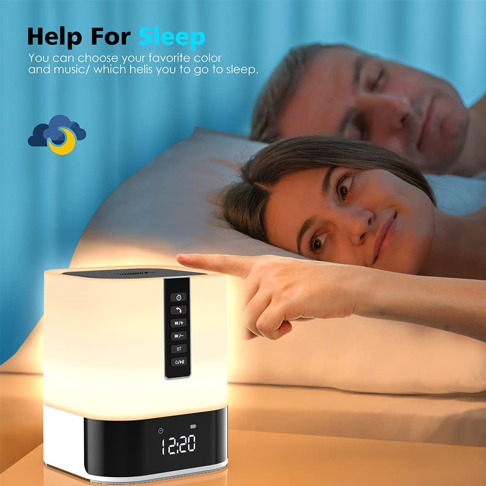 Speaker Bluetooth Night 5 in 1 Touch Control Bedside Lamp Dimmable Multi-Color Changing