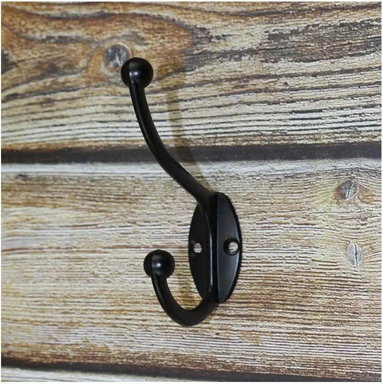 10 Pcs Black Coat Hooks Hardware Towel Hooks for Hanging Coats Double No Rust