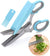 Herb Scissors Set Kitchen Stainless Steel Shears with 5 Blades (Blue)