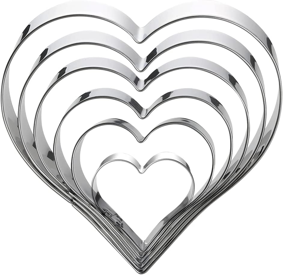 Heart Cookie Set Cutters Stainless Steel, 6 Pieces