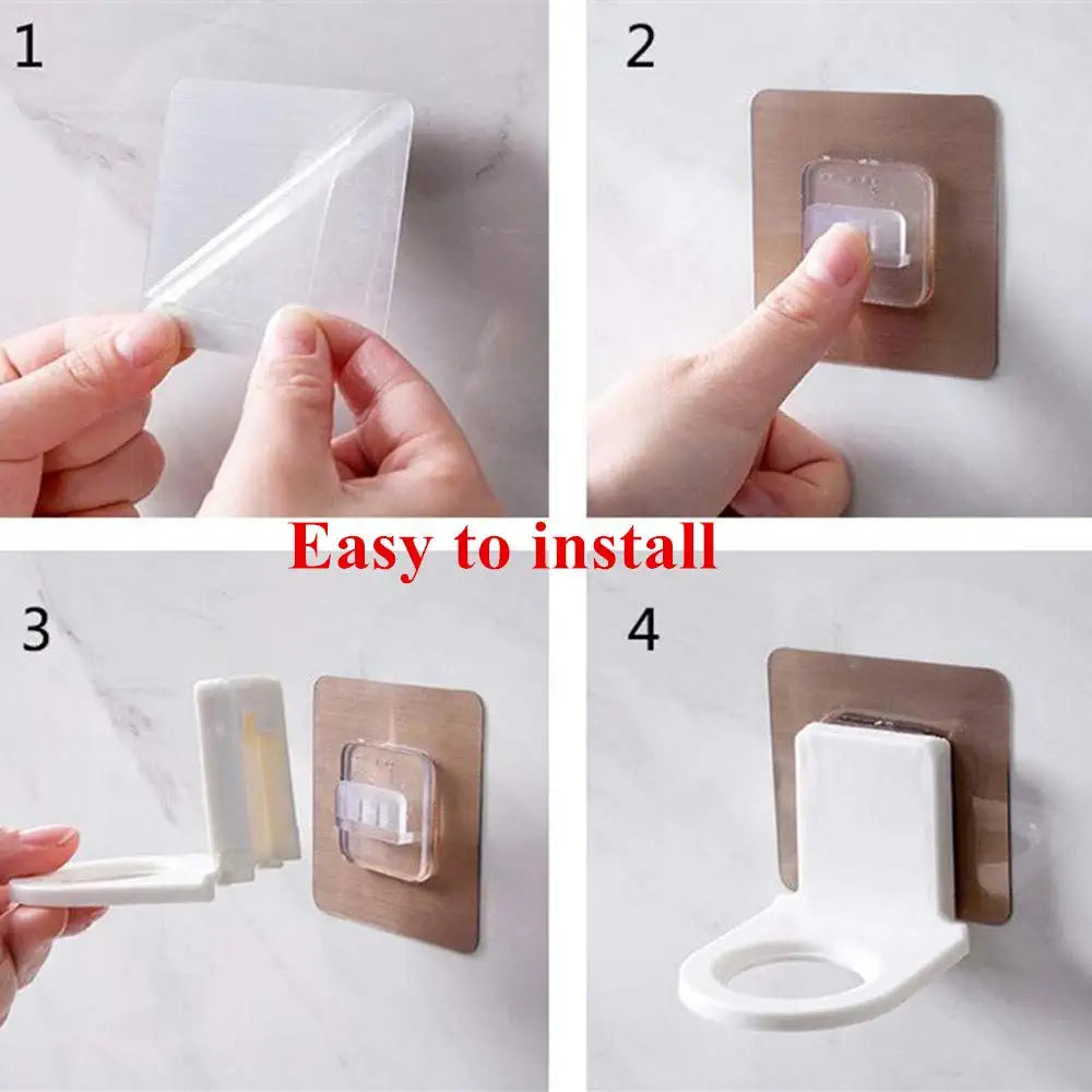 3 Pack Shower Bottle Gel Holder Wall Shelf Shampoo Hanger Adhesive Bathroom Mounted Round Punch-Free