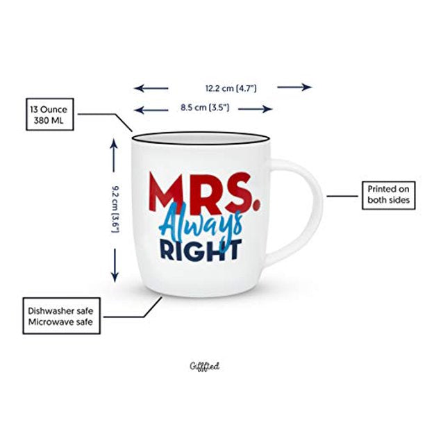 Coffee Mug Mr. & Mrs. 13 Ounce Ceramic Mugs Couples Gifts Set for Valentines, Anniversary, Wedding