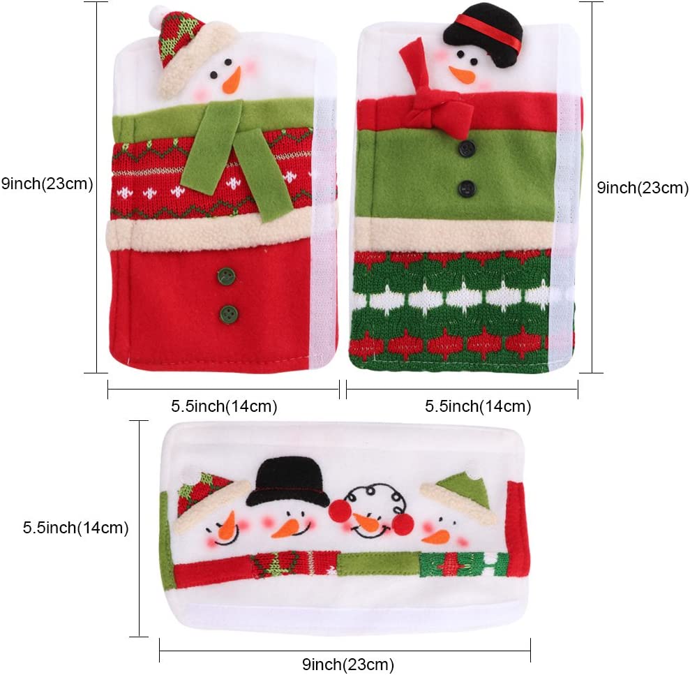 Handle Christmas Fridge Door Covers Set of 3 Snowman Fridge Door Handle Cover