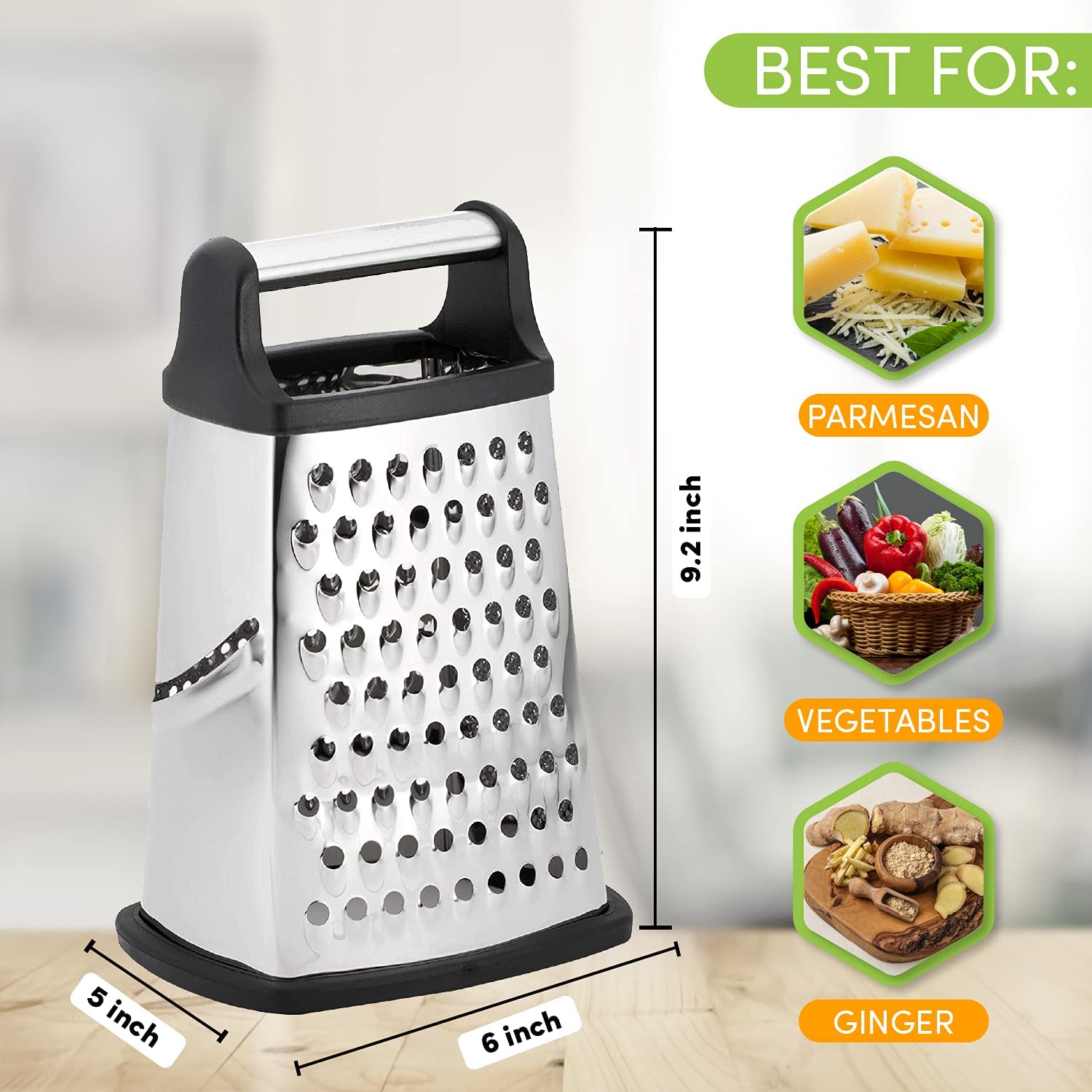 Professional Grater Box Stainless Steel Sides Best Cheese Parmesan