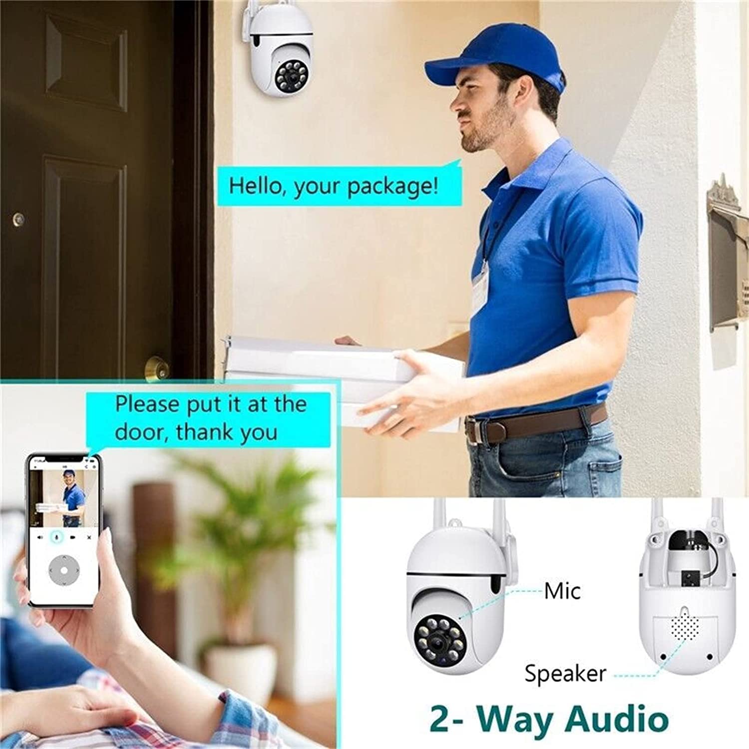 2 Pack Camera Security Outdoor 2.4GHz & 5G WiFi Cameras 2-Way Audio,Baby Monitor Security Camera with Motion Detection
