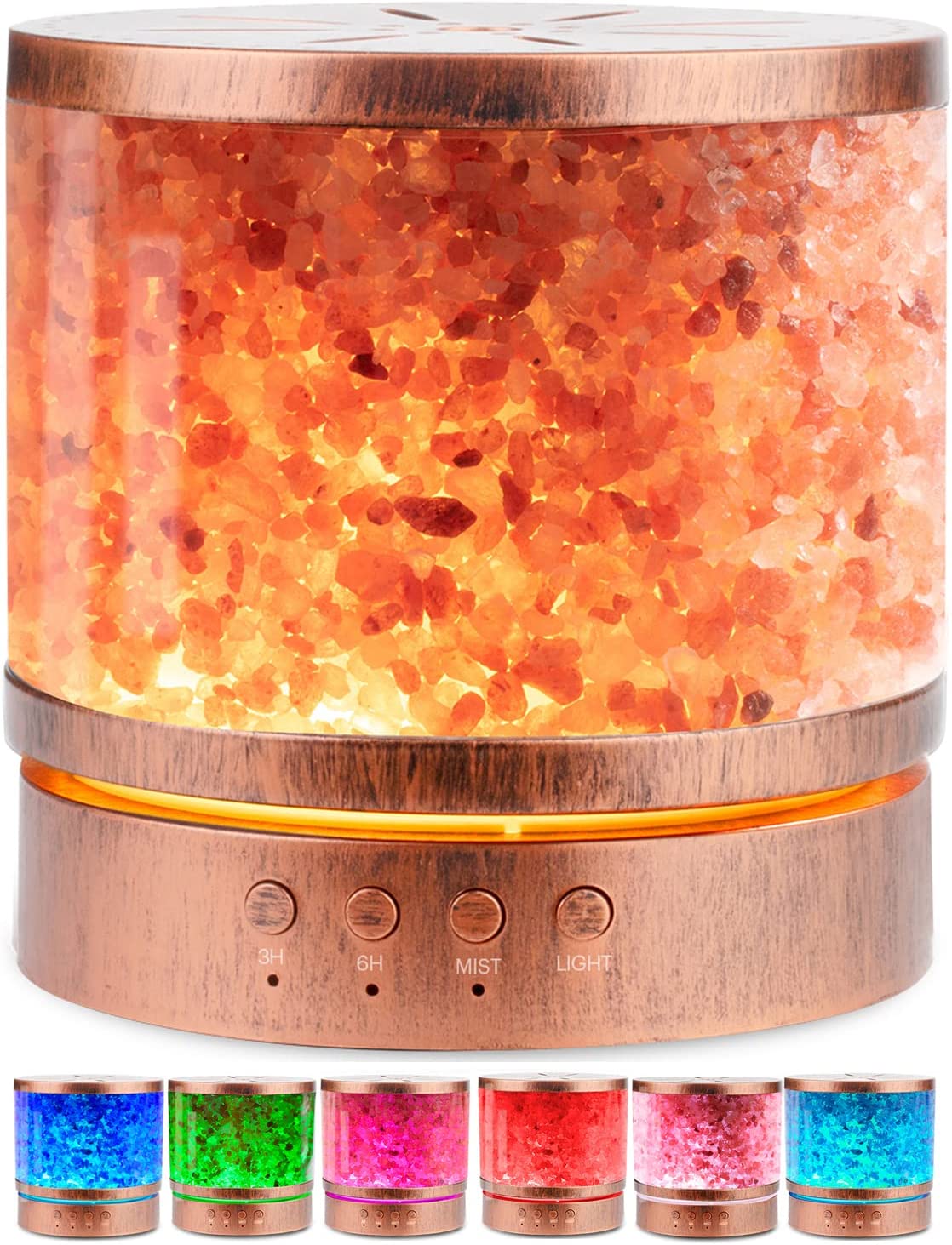 400 mL Himalayan Salt Lamp Cool Mist Humidifier Autumn Rain Essential Oil Diffuser, 7 Colors Changing LED Night Lights