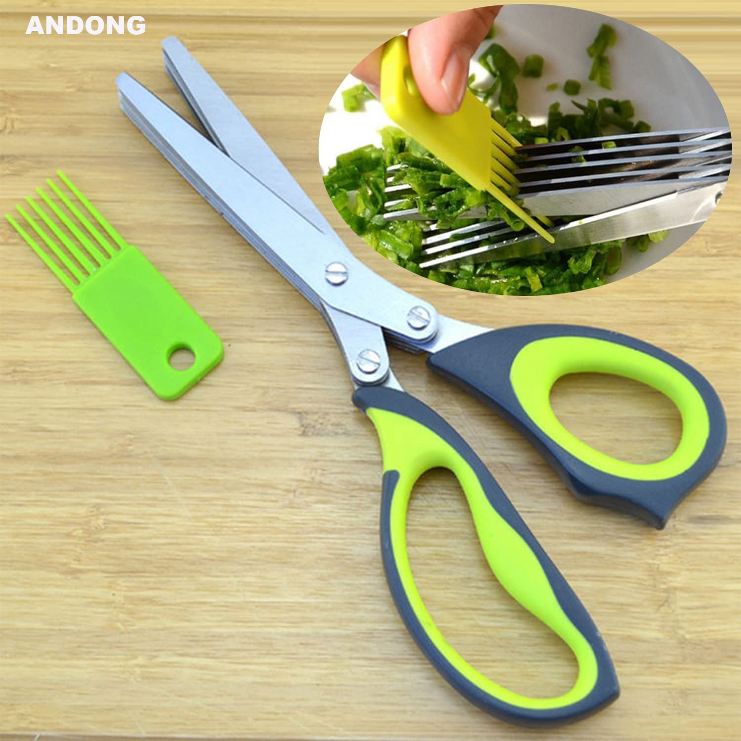 Kitchen Gadget Herb Scissors with 5 Blades and Herb Stripper Tool Set