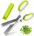 Herb Scissors 5 Blade Kitchen Herb Shears Herb Cutter with Safety Cover and Cleaning Comb for Chopping Basil Chive Parsley (Green)